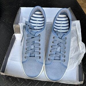 Vionic Sunny Brinley Blue Water Resistant Suede Sneakers Flats Shoes Women's 8